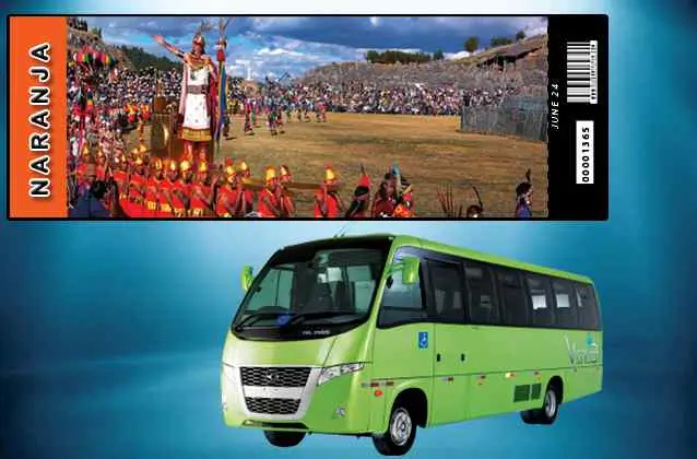 Inti Raymi 2026 チケット。オレンジ区間＋周遊バス